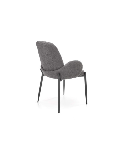 Nowoczesne krzesło z podłokietnikami K477, popielate/czarne, tkanina boucle, nogi metal, HALMAR Nowoczesne krzesło z podłokietnikami K477, popielate/czarne, tkanina boucle, nogi metal, HALMAR