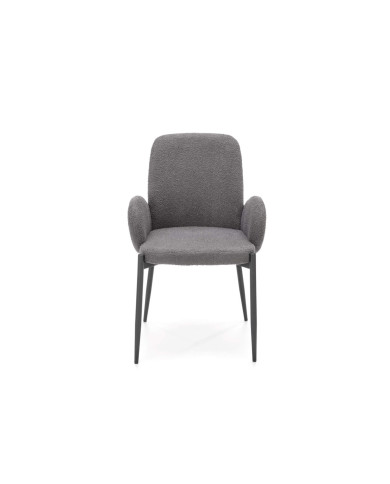 Nowoczesne krzesło z podłokietnikami K477, popielate/czarne, tkanina boucle, nogi metal, HALMAR Nowoczesne krzesło z podłokietnikami K477, popielate/czarne, tkanina boucle, nogi metal, HALMAR