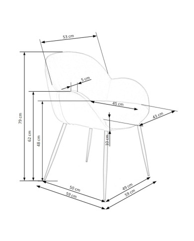 Nowoczesne krzesło z podłokietnikami K480, ciemnozielone, metalowe czarne nogi, HALMAR Nowoczesne krzesło z podłokietnikami K480, ciemnozielone, metalowe czarne nogi, HALMAR