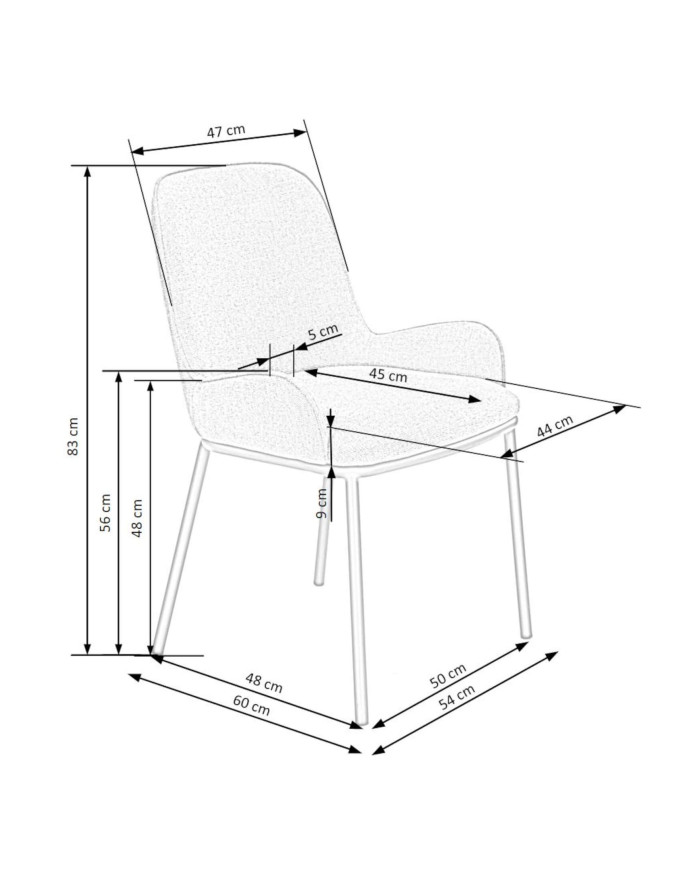 Krzesło z podłokietnikami K481, beżowe, gładkie, czarne metalowe nogi, HALMAR