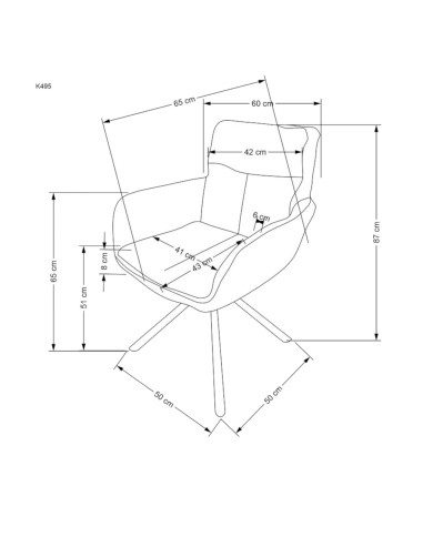 Nowoczesne krzesło K495, z podłokietnikami, obrotowe, beżowe/czarne, dekoracyjne przeszycia, metalowe czarne nogi, HALMAR Nowoczesne krzesło K495, z podłokietnikami, obrotowe, beżowe/czarne, dekoracyjne przeszycia, metalowe czarne nogi, HALMAR