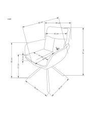 Nowoczesne krzesło K495, obrotowe, beżowe/czarne, dekoracyjne przeszycia, metalowe czarne nogi, HALMAR