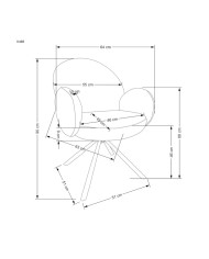 Nowoczesne krzesło z podłokietnikami K498, obrotowe, cappuccino, tkanina boucle, metalowe czarne nogi, HALMAR