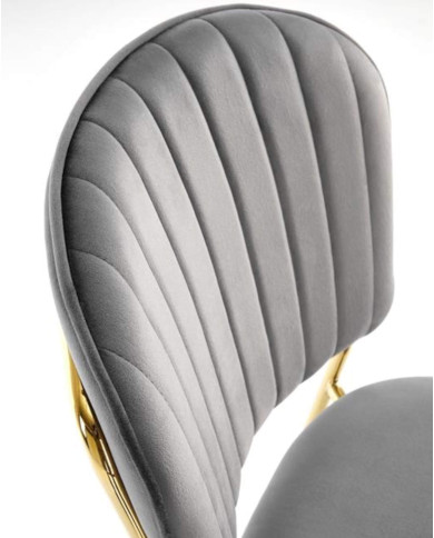Krzesło glamour K499, popielate, dekoracyjne przeszycia, metalowe chromowane złote nogi, HALMAR Krzesło glamour K499, popielate, dekoracyjne przeszycia, metalowe chromowane złote nogi, HALMAR