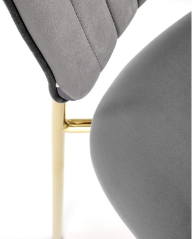 Krzesło glamour K499, popielate, dekoracyjne przeszycia, metalowe chromowane złote nogi, HALMAR Krzesło glamour K499, popielate, dekoracyjne przeszycia, metalowe chromowane złote nogi, HALMAR