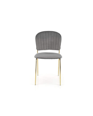 Krzesło glamour K499, popielate, dekoracyjne przeszycia, metalowe chromowane złote nogi, HALMAR Krzesło glamour K499, popielate, dekoracyjne przeszycia, metalowe chromowane złote nogi, HALMAR