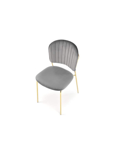 Krzesło glamour K499, popielate, dekoracyjne przeszycia, metalowe chromowane złote nogi, HALMAR Krzesło glamour K499, popielate, dekoracyjne przeszycia, metalowe chromowane złote nogi, HALMAR