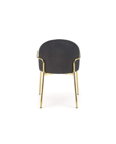Krzesło glamour z podłokietnikami K500, beżowe/czarne, dekoracyjne przeszycia, metalowy złoty stelaż, HALMAR Krzesło glamour z podłokietnikami K500, beżowe/czarne, dekoracyjne przeszycia, metalowy złoty stelaż, HALMAR