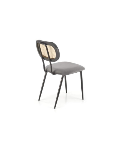 Nowoczesne krzesło K503, popielate, drewno lite kauczukowe, rattan syntetyczny, metalowy czarny stelaż, HALMAR Nowoczesne krzesło K503, popielate, drewno lite kauczukowe, rattan syntetyczny, metalowy czarny stelaż, HALMAR