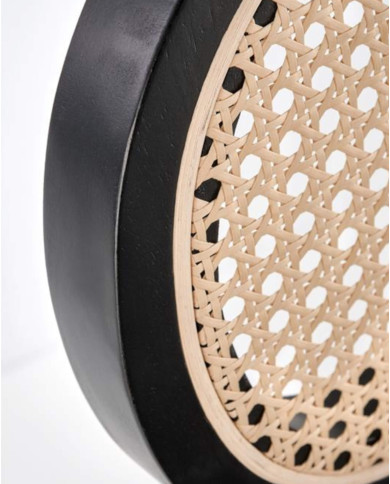 Nowoczesne krzesło K503, popielate, drewno lite kauczukowe, rattan syntetyczny, metalowy czarny stelaż, HALMAR Nowoczesne krzesło K503, popielate, drewno lite kauczukowe, rattan syntetyczny, metalowy czarny stelaż, HALMAR