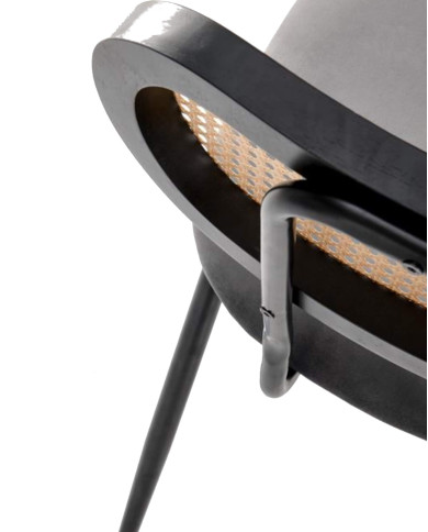 Nowoczesne krzesło K503, popielate, drewno lite kauczukowe, rattan syntetyczny, metalowy czarny stelaż, HALMAR Nowoczesne krzesło K503, popielate, drewno lite kauczukowe, rattan syntetyczny, metalowy czarny stelaż, HALMAR