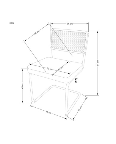 Nowoczesne krzesło K503, popielate, drewno lite kauczukowe, rattan naturalny, metalowa chromowana płoza, HALMAR Nowoczesne krzesło K503, popielate, drewno lite kauczukowe, rattan naturalny, metalowa chromowana płoza, HALMAR