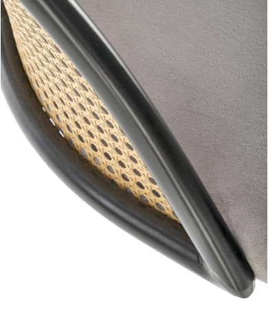 Klasyczne krzesło K508, popielate, rattan syntetyczny, czarne metalowe nogi, HALMAR Klasyczne krzesło K508, popielate, rattan syntetyczny, czarne metalowe nogi, HALMAR