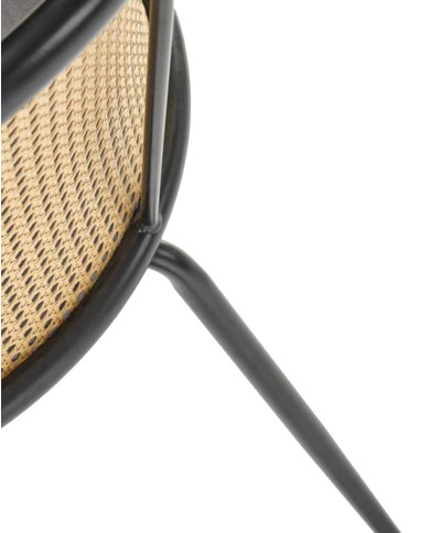 Klasyczne krzesło K508, popielate, rattan syntetyczny, czarne metalowe nogi, HALMAR Klasyczne krzesło K508, popielate, rattan syntetyczny, czarne metalowe nogi, HALMAR