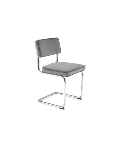 Nowoczesne krzesło K510, popielate, chromowana metalowa płoza, HALMAR Nowoczesne krzesło K510, popielate, chromowana metalowa płoza, HALMAR