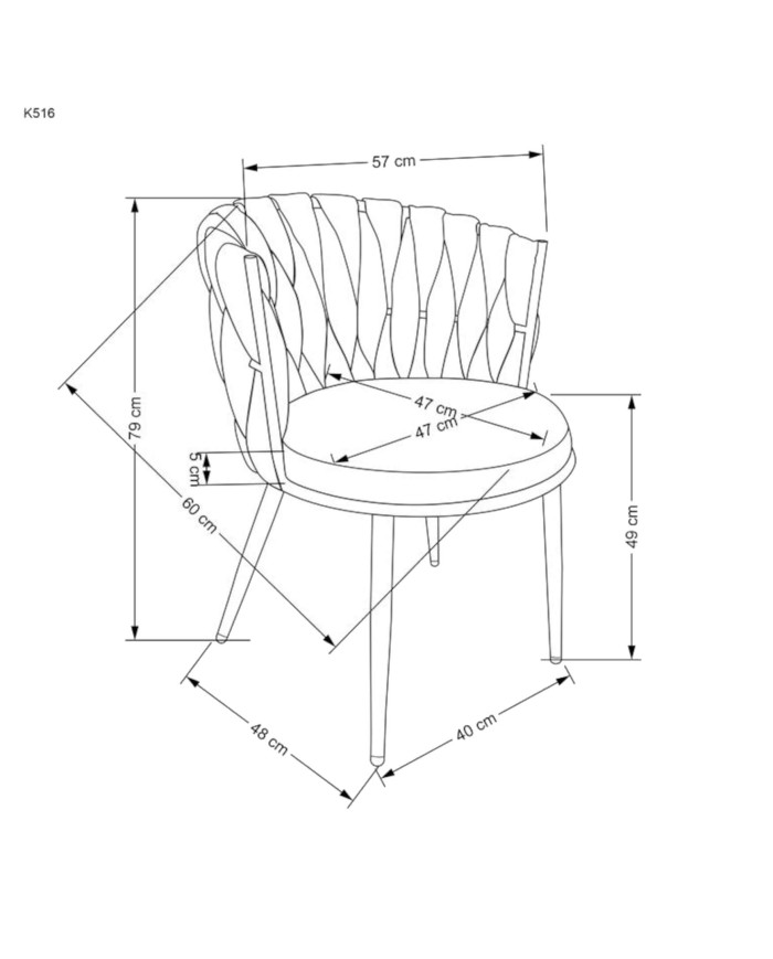 Nowoczesne krzesło z podłokietnikami K516, jasnobeżowe, zaplatane oparcie, czarne metalowe nogi, HALMAR