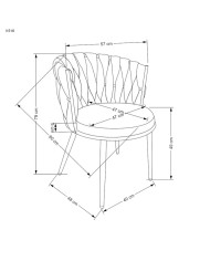Nowoczesne krzesło z podłokietnikami K516, popielate, zaplatane oparcie, czarne metalowe nogi, HALMAR