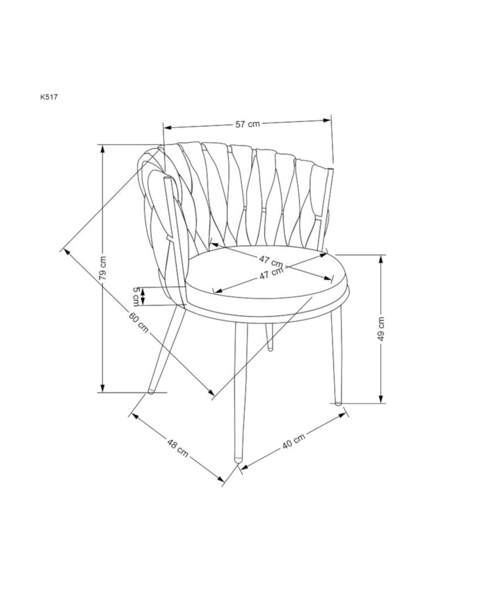 Krzesło glamour K517, popielate, zaplatane oparcie, metalowe chromowane nogi, HALMAR