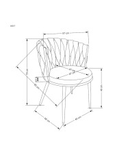 Krzesło glamour K517, popielate, zaplatane oparcie, metalowe chromowane nogi, HALMAR