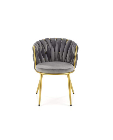 Krzesło glamour K517, popielate, zaplatane oparcie, metalowe chromowane nogi, HALMAR Krzesło glamour K517, popielate, zaplatane oparcie, metalowe chromowane nogi, HALMAR