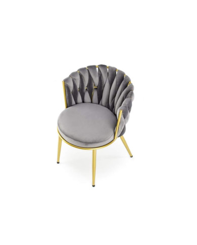 Krzesło glamour K517, popielate, zaplatane oparcie, metalowe chromowane nogi, HALMAR Krzesło glamour K517, popielate, zaplatane oparcie, metalowe chromowane nogi, HALMAR