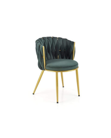 Krzesło glamour K517, ciemnozielone, zaplatane oparcie, metalowe chromowane nogi, HALMAR Krzesło glamour K517, ciemnozielone, zaplatane oparcie, metalowe chromowane nogi, HALMAR