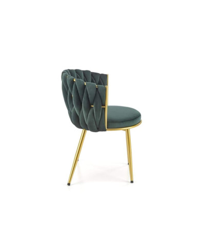 Krzesło glamour K517, ciemnozielone, zaplatane oparcie, metalowe chromowane nogi, HALMAR Krzesło glamour K517, ciemnozielone, zaplatane oparcie, metalowe chromowane nogi, HALMAR