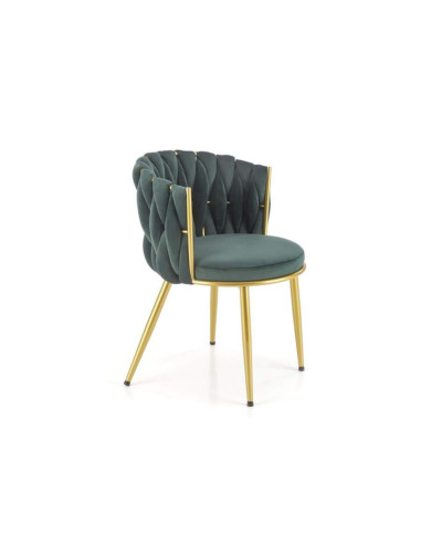 Krzesło glamour K517, ciemnozielone, zaplatane oparcie, metalowe chromowane nogi, HALMAR Krzesło glamour K517, ciemnozielone, zaplatane oparcie, metalowe chromowane nogi, HALMAR