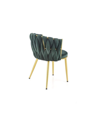 Krzesło glamour K517, ciemnozielone, zaplatane oparcie, metalowe chromowane nogi, HALMAR Krzesło glamour K517, ciemnozielone, zaplatane oparcie, metalowe chromowane nogi, HALMAR
