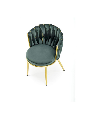 Krzesło glamour K517, ciemnozielone, zaplatane oparcie, metalowe chromowane nogi, HALMAR Krzesło glamour K517, ciemnozielone, zaplatane oparcie, metalowe chromowane nogi, HALMAR