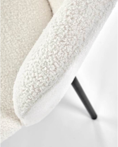 Nowoczesne krzesło K518, kremowe, tkanina boucle, nogi metalowe czarne, HALMAR Nowoczesne krzesło K518, kremowe, tkanina boucle, nogi metalowe czarne, HALMAR