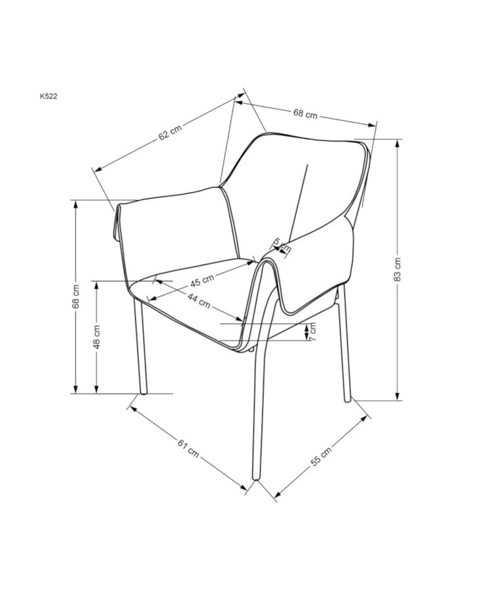 Nowoczesne krzesło z podłokietnikami K522, popielate, czarne metalowe nogi, HALMAR