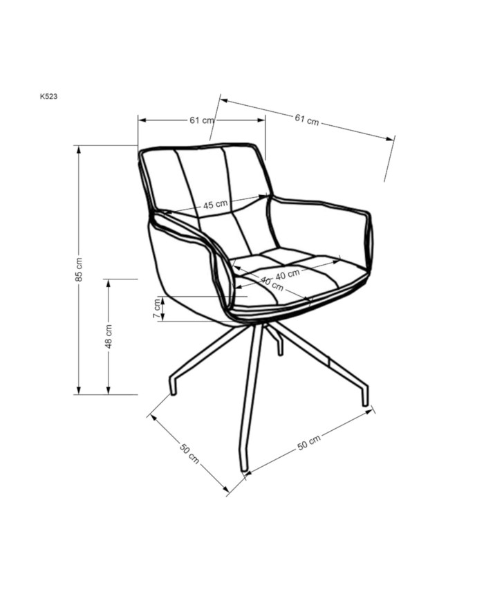 Nowoczesne krzesło z podłokietnikami K523, obrotowe, popiel/ciemny popiel, przeszywane, metalowe czarne nogi, HALMAR