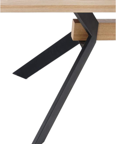 Stół prostokątny Bacardi, 160-220/90/76 cm, rozkładany, okleina naturalna dębowa, podstawa metalowa czarna, HALMAR Stół prostokątny Bacardi, 160-220/90/76 cm, rozkładany, okleina naturalna dębowa, podstawa metalowa czarna, HALMAR