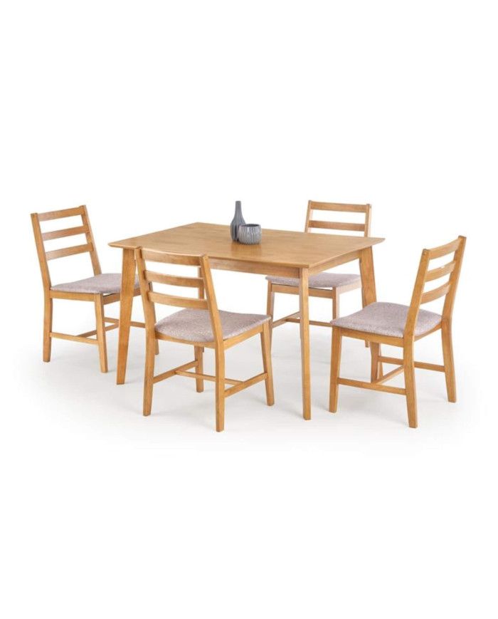 Zestaw Cordoba, stół 120/80/75 cm + 4 krzesła, dąb jasny/ tkanina mocate