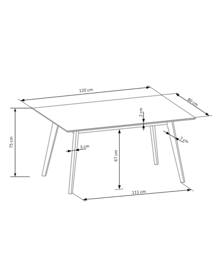 Zestaw Cordoba, stół 120/80/75 cm + 4 krzesła, dąb jasny/tkanina mocate, HALMAR