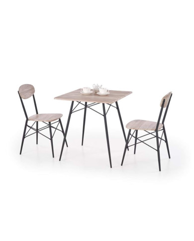 Zestaw Kabir, stół 70/70/75 cm + 2 krzesła, dąb sanremo/czarny, HALMAR Zestaw Kabir, stół 70/70/75 cm + 2 krzesła, dąb sanremo/czarny, HALMAR