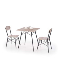 Zestaw Kabir, stół 70/70/75 cm + 2 krzesła, dąb sanremo/ czarny
