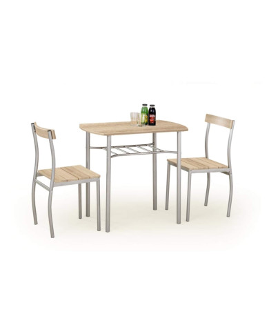 Zestaw Lance, stół 82/50/75 cm + 2 krzesła, dąb sonoma/srebrny, HALMAR Zestaw Lance, stół 82/50/75 cm + 2 krzesła, dąb sonoma/srebrny, HALMAR