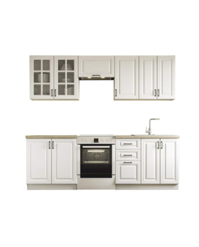 Kuchnia Elizabeth, zestaw 240 cm, fronty MDF, biały mat, HALMAR Kuchnia Elizabeth, zestaw 240 cm, fronty MDF, biały mat, HALMAR