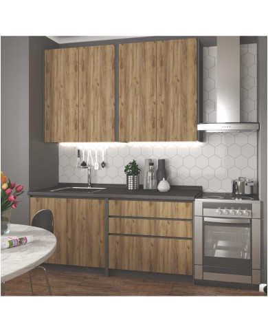 Kuchnia Idea, zestaw 180 cm, dąb craft/antracyt, HALMAR Kuchnia Idea, zestaw 180 cm, dąb craft/antracyt, HALMAR