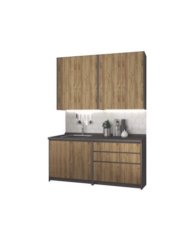 Kuchnia Idea, zestaw 180 cm, dąb craft/antracyt, HALMAR Kuchnia Idea, zestaw 180 cm, dąb craft/antracyt, HALMAR