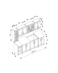 Kuchnia Margaret 3, zestaw 260 cm, fronty MDF, orzech, HALMAR