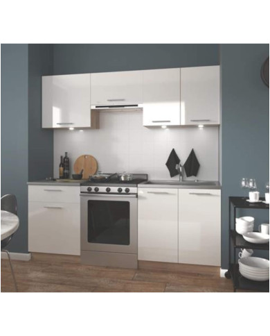 Kuchnia Marija, zestaw 200 cm, fronty MDF, biały połysk/dąb sonoma, HALMAR Kuchnia Marija, zestaw 200 cm, fronty MDF, biały połysk/dąb sonoma, HALMAR