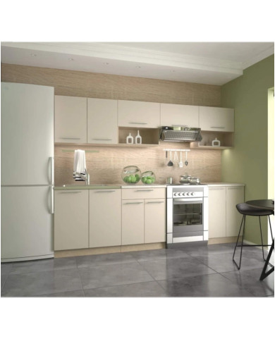Kuchnia Viola, zestaw 260 cm, fronty MDF, wanilia/dąb sonoma, HALMAR Kuchnia Viola, zestaw 260 cm, fronty MDF, wanilia/dąb sonoma, HALMAR