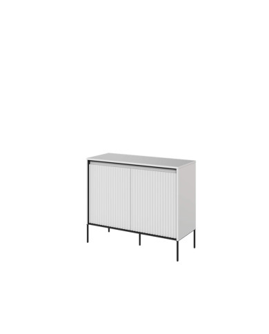Komoda Trend TR-02, oświetlenie, 2 drzwi, front MDF ryflowany, biały/ czarny, LENART Komoda Trend TR-02, oświetlenie, 2 drzwi, front MDF ryflowany, biały/ czarny, LENART