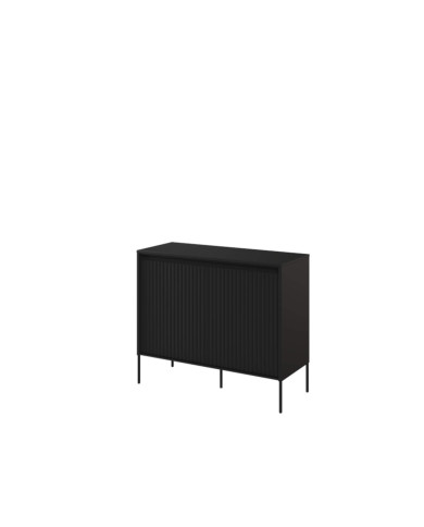 Komoda Trend TR-02, oświetlenie, 2 drzwi, front MDF ryflowany, czarny, LENART Komoda Trend TR-02, oświetlenie, 2 drzwi, front MDF ryflowany, czarny, LENART