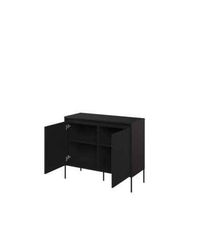 Komoda Trend TR-02, oświetlenie, 2 drzwi, front MDF ryflowany, czarny, LENART Komoda Trend TR-02, oświetlenie, 2 drzwi, front MDF ryflowany, czarny, LENART