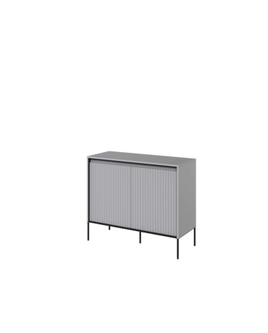 Komoda Trend TR-02, oświetlenie, 2 drzwi, front MDF ryflowany, szary/ czarny, LENART Komoda Trend TR-02, oświetlenie, 2 drzwi, front MDF ryflowany, szary/ czarny, LENART