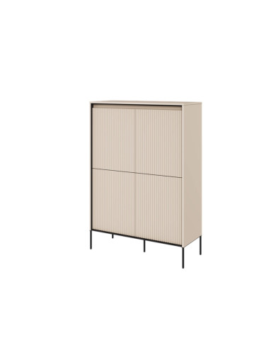 Komoda wysoka Trend TR-03, oświetlenie, 4 drzwi, front MDF ryflowany, beż piaskowy/ czarny, LENART Komoda wysoka Trend TR-03, oświetlenie, 4 drzwi, front MDF ryflowany, beż piaskowy/ czarny, LENART